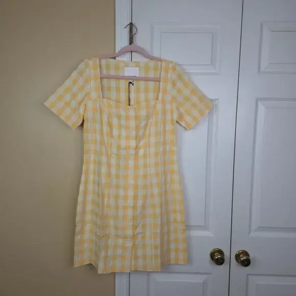 Rita Row Maria Mini Dress in Yellow White Gingham Size M - Picture 3 of 9
